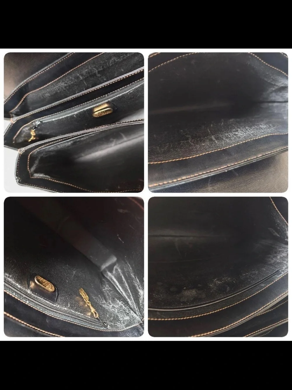Gucci Black Monogram Satchel with Gold-Tone Oval Emblem